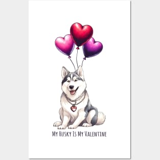 My Husky Is My Valentine Posters and Art